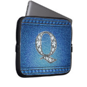 Q "Diamond" Denim Stitching Electronics Bag Laptopschutzhülle (Vorne Rechts)