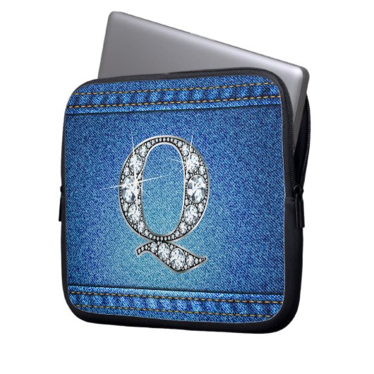 Q "Diamond" Denim Stitching Electronics Bag Laptopschutzhülle (Vorderseite Links)