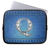 Q "Diamond" Denim Stitching Electronics Bag Laptopschutzhülle (Vorderseite)