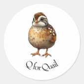 Q für Quail Runder Aufkleber (Vorderseite)