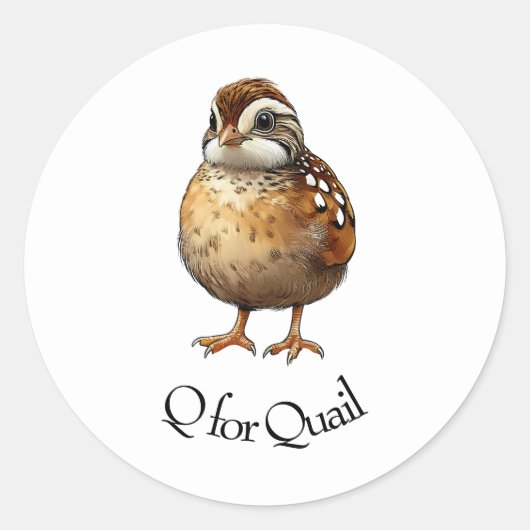 Q für Quail Runder Aufkleber (Vorderseite)