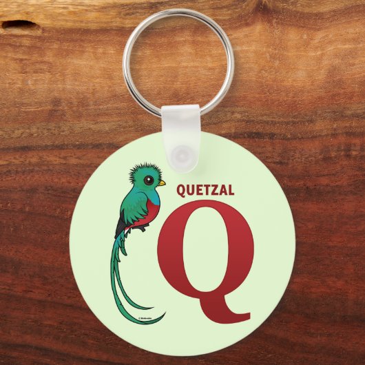 Q für Quetzal Schlüsselanhänger (Vorderseite)