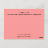 Q ist für Quack Postkarte (Rückseite)