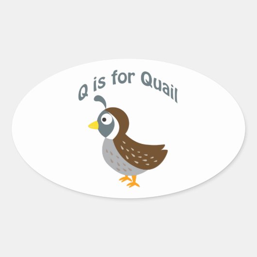 Q ist für Quail Ovaler Aufkleber (Vorderseite)
