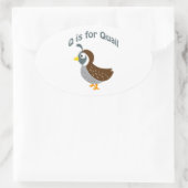 Q ist für Quail Ovaler Aufkleber (Tasche)