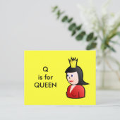 "Q" ist für Queen Alphabet Flashcard Postkarte (Stehend Vorderseite)