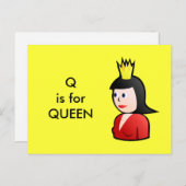 "Q" ist für Queen Alphabet Flashcard Postkarte (Vorne/Hinten)