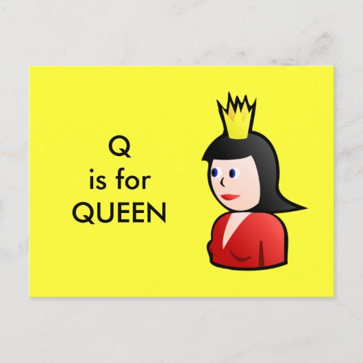 "Q" ist für Queen Alphabet Flashcard Postkarte (Vorderseite)