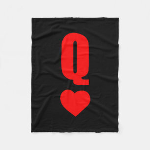 Q Karte Queen Hearts passendes Paar Saint Valentin Fleecedecke