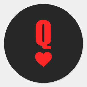 Q Karte Queen Hearts passendes Paar Saint Valentin Runder Aufkleber