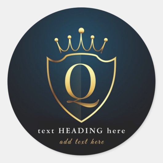 Q - Letter Monogram Round Aufkleber (Vorderseite)
