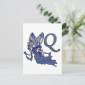 Q Monogram Angel Postkarte (Stehend Vorderseite)