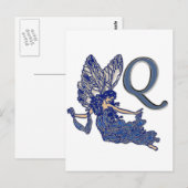Q Monogram Angel Postkarte (Vorne/Hinten)