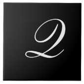 Q Monogram Initial White auf Black Fliese (Vorderseite)