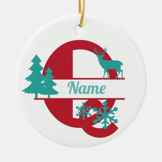 Q Monogram Urlaubserinnerung Tree Ornament (Vorne)