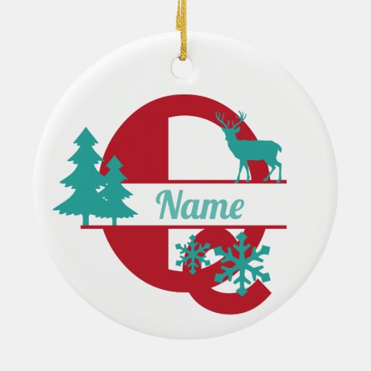 Q Monogram Urlaubserinnerung Tree Ornament (Hinten)
