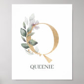 Q Monogramm Floral Personalisiert Poster (Vorne)