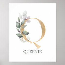 Q Monogramm Floral Personalisiert Poster