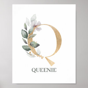 Q Monogramm Floral Personalisiert Poster