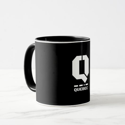 Q(Quebec) NATO Phonetischer Alphabet & Morse Code Tasse (Vorderseite Links)