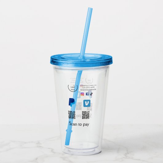 Q R Code PayPal venmo Scan zahlen hinzufügen Socia Acryltrinkbecher (Rückseite)
