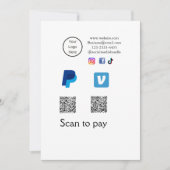 Q R Code PayPal venmo Scan zahlen hinzufügen Socia Einladung (Vorderseite)