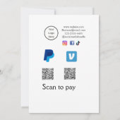 Q R Code PayPal venmo Scan zahlen hinzufügen Socia Einladung (Rückseite)