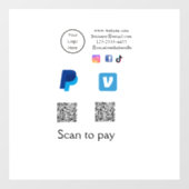 Q R Code PayPal venmo Scan zahlen hinzufügen Socia Fensteraufkleber (Blatt)