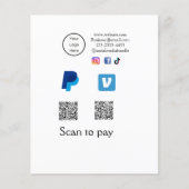 Q R Code PayPal venmo Scan zahlen hinzufügen Socia Flyer (Vorne)