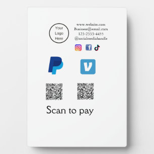 Q R Code PayPal venmo Scan zahlen hinzufügen Socia Fotoplatte