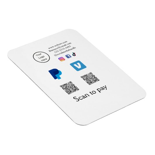Q R Code PayPal venmo Scan zahlen hinzufügen Socia Magnet (Rechte Seite)