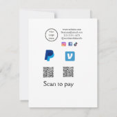 Q R Code PayPal venmo Scan zahlen hinzufügen Socia Mitteilungskarte (Rückseite)
