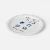 Q R Code PayPal venmo Scan zahlen hinzufügen Socia Pappteller (Schrägansicht)