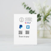 Q R Code PayPal venmo Scan zahlen hinzufügen Socia Postkarte (Stehend Vorderseite)