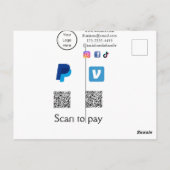 Q R Code PayPal venmo Scan zahlen hinzufügen Socia Postkarte (Rückseite)