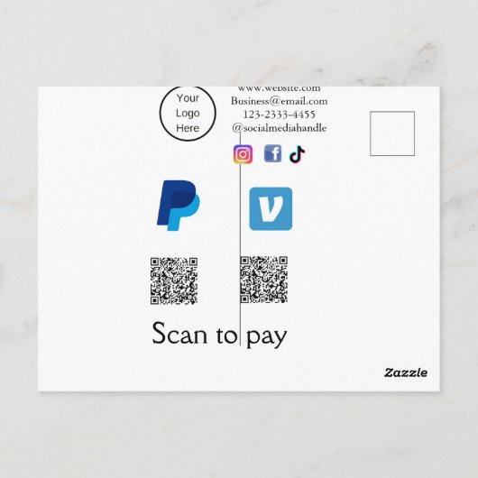 Q R Code PayPal venmo Scan zahlen hinzufügen Socia Postkarte (Rückseite)