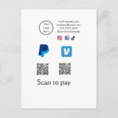 Q R Code PayPal venmo Scan zahlen hinzufügen Socia Postkarte (Vorderseite)