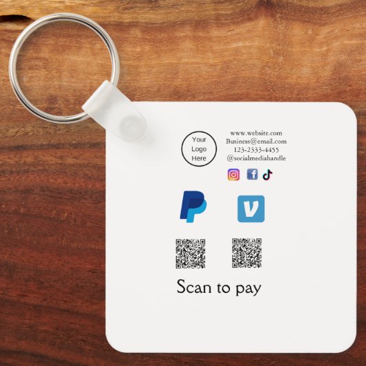 Q R Code PayPal venmo Scan zahlen hinzufügen Socia Schlüsselanhänger (Vorderseite)
