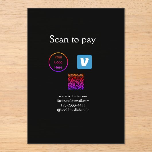 Q R Code venmo scannen, um Logokombination Social  Acryleinladungen (Vorderseite)