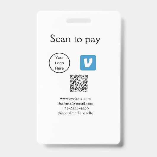 Q R Code venmo scannen, um Logokombination Social Ausweis (Front)