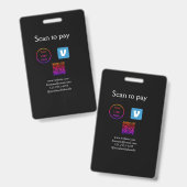 Q R Code venmo scannen, um Logokombination Social Ausweis (Vorder- & Rückseite)