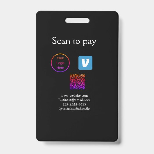 Q R Code venmo scannen, um Logokombination Social Ausweis (Vorderseite)
