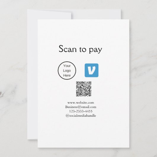 Q R Code venmo scannen, um Logokombination Social Einladung (Vorderseite)