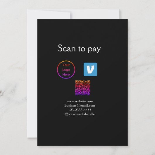 Q R Code venmo scannen, um Logokombination Social Einladung (Vorderseite)