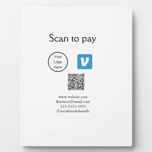 Q R Code venmo scannen, um Logokombination Social Fotoplatte (Vorderseite)