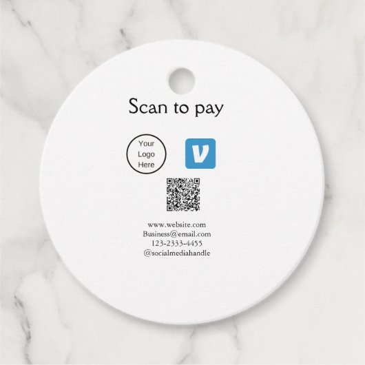 Q R Code venmo scannen, um Logokombination Social Geschenkanhänger (Vorderseite)