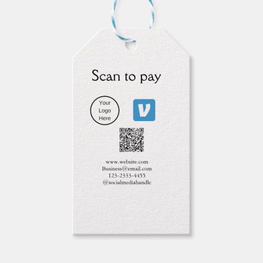 Q R Code venmo scannen, um Logokombination Social Geschenkanhänger (Vorderseite)