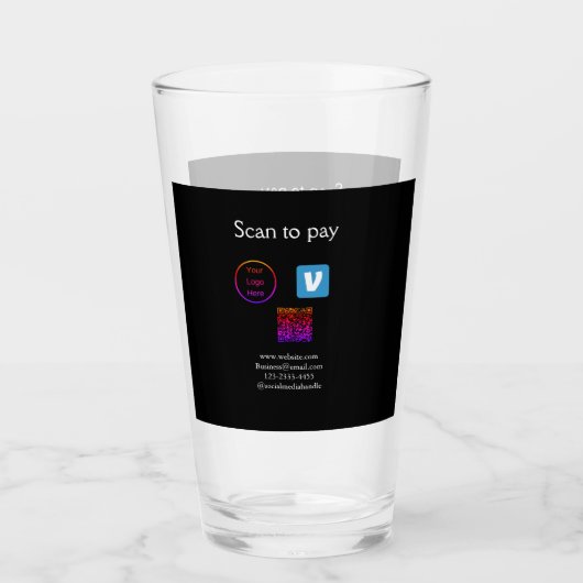Q R Code venmo scannen, um Logokombination Social  Glas (Vorderseite)