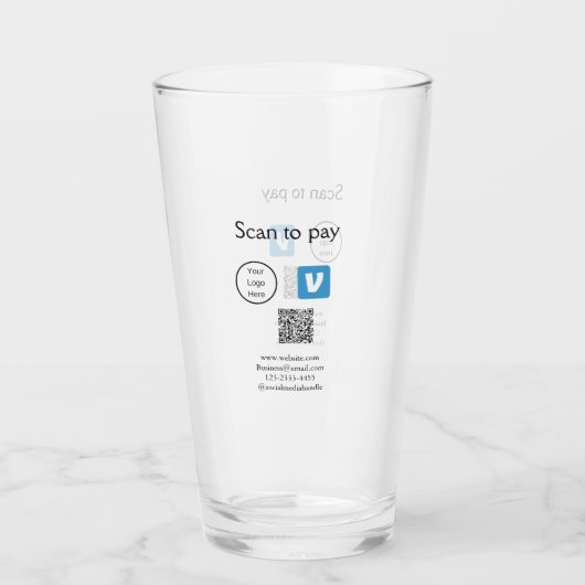 Q R Code venmo scannen, um Logokombination Social Glas (Rückseite)