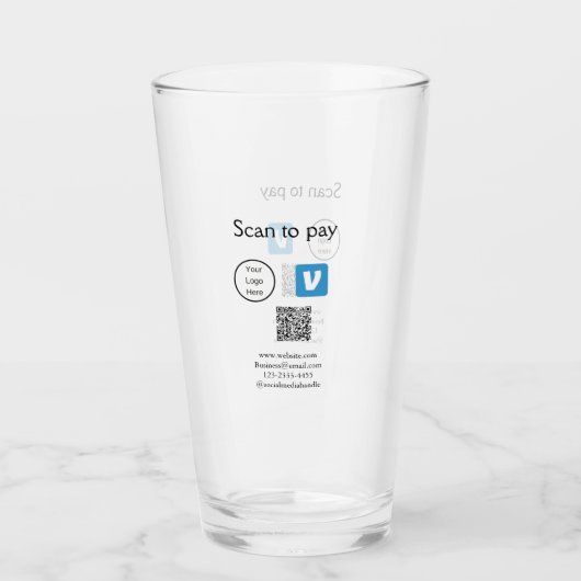 Q R Code venmo scannen, um Logokombination Social Glas (Vorderseite)